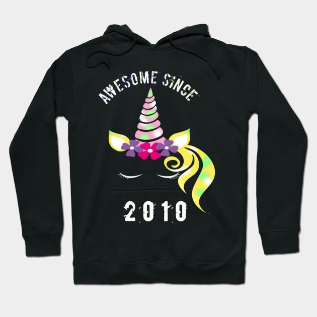 Awesome Since 2010 unicorn birthday 10th gift shirt Hoodie by FouadBelbachir46